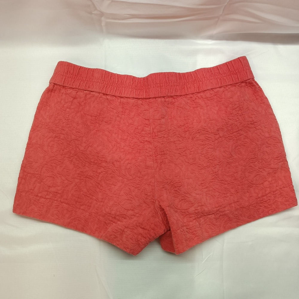 J.Crew Womens 6 Coral Pink Textured Floral Matelasse Pull On Shorts Casual Beach - Picture 5 of 5